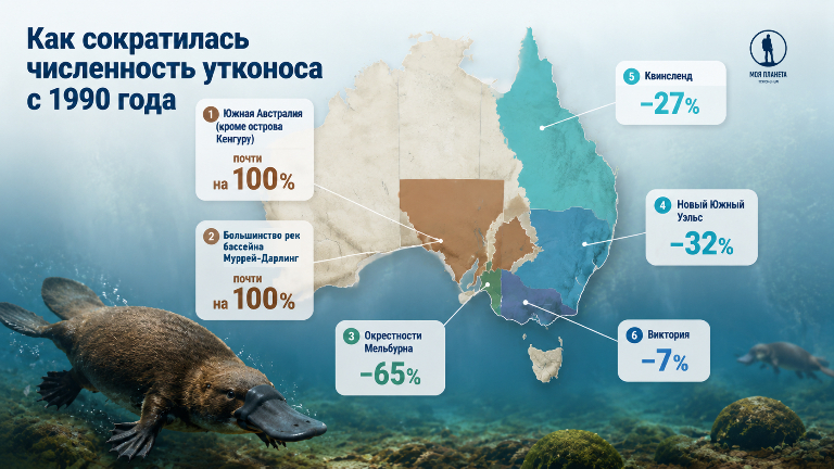 Как исчезают утконосы: инфографика