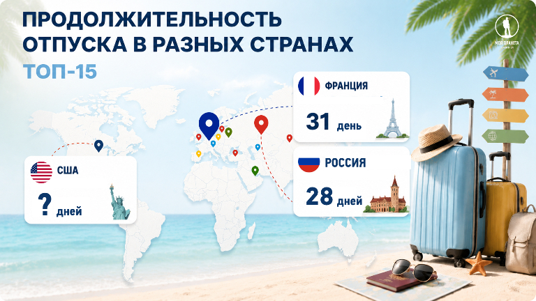 Рейтинг стран по продолжительности ежегодного отпуска: инфографика