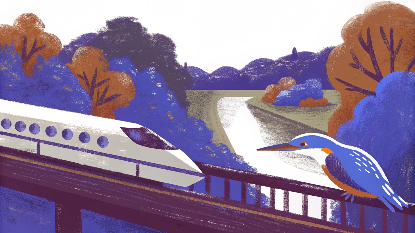 скоростной поезд и зимородок