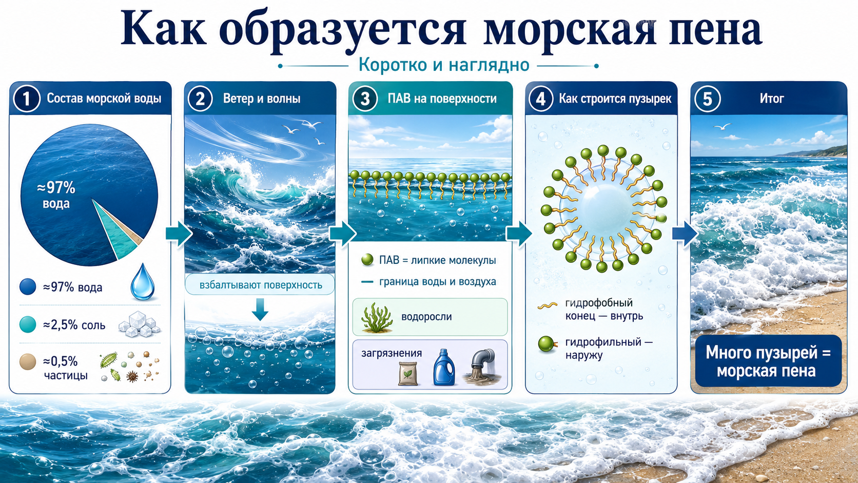 пена, море