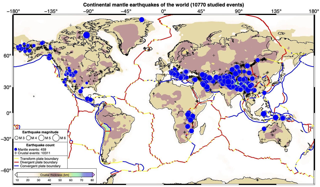 Первая карта землетрясений в мантии
