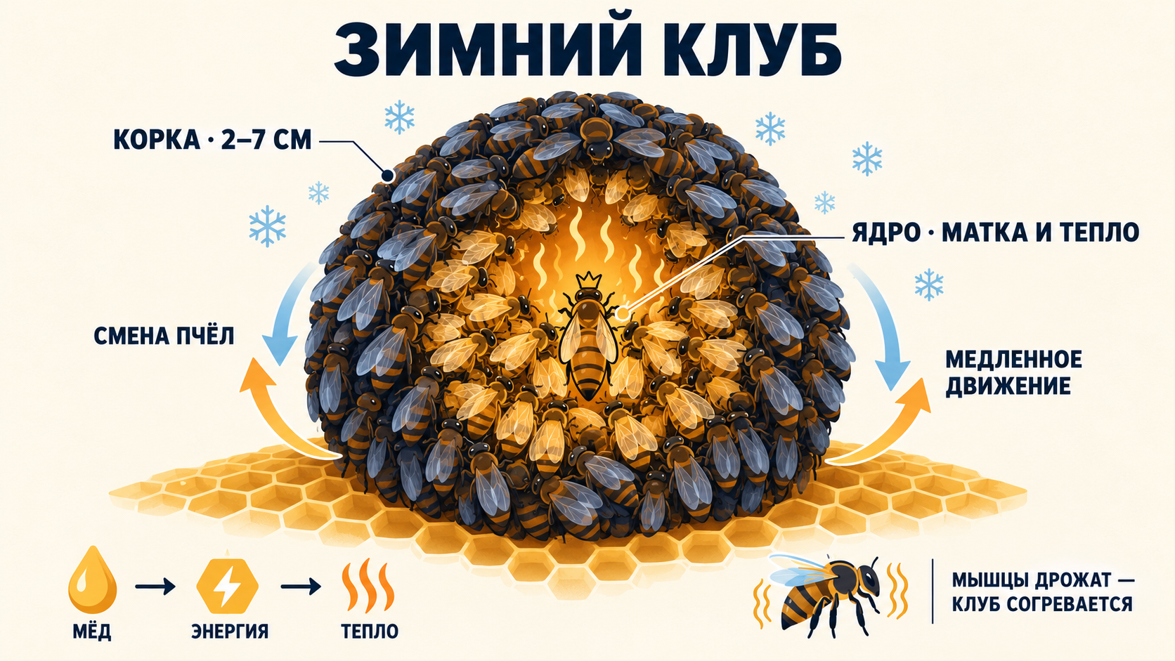 зимний клуб пчел