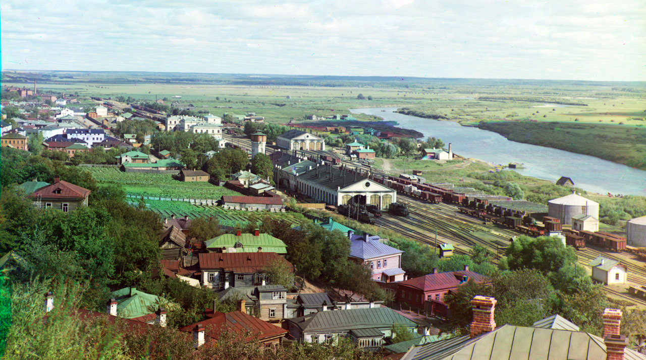 Вид на вокзал и Клязьму в 1911 году