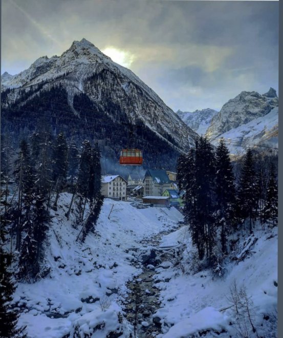 Утренняя магия канатной дороги Домбая - Карина